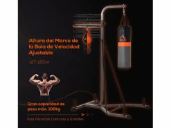Homcom Saco de boxeo colgante con soporte negro y gris 115x157x221 cm Multicolor Online