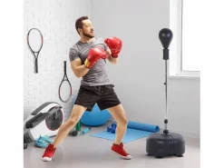 Aparato De Musculación|Saco de boxeo con soporte ajustable, piel sintética, color (48x48x136-154cm)