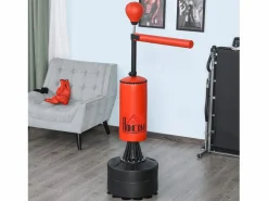 Homcom Aparato De Musculación|Saco de boxeo de pie negro y rojo 88x48x205 cm