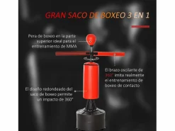 Homcom Aparato De Musculación|Saco de boxeo de pie negro y rojo 88x48x205 cm