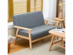 DripeX Sala de estar moderna de 2 a 2 -Seuter, en tela de lino, marco de madera, , 107x60x76cm Gris Online