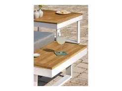 Dcb Garden Salón de jardín 5 plazas en madera de acacia y aluminio Blanco New