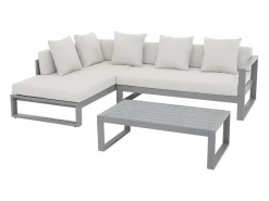 Salón de jardín de aluminio con Sofá rinconera y mesa de centro - Taupe - MOLOKAI de^MYLIA Clearance