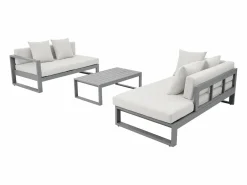 Salón de jardín de aluminio con Sofá rinconera y mesa de centro - Taupe - MOLOKAI de^MYLIA Clearance