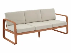Salón de jardín de aluminio: 1 sofá de 3 plazas y 1 mesa de centro - con cojines beige - LOMIA de^MYLIA Outlet
