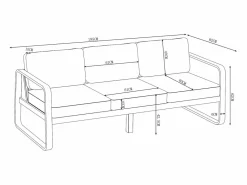 Salón de jardín de aluminio: 1 sofá de 3 plazas y 1 mesa de centro - con cojines beige - LOMIA de^MYLIA Outlet