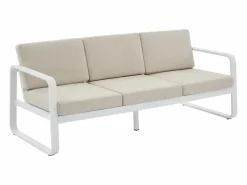 Salón de jardín de aluminio: 1 sofá de 3 plazas y 1 mesa de centro - con cojines beige - LOMIA de^MYLIA Best