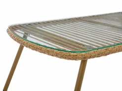Salón de jardín de resina trenzada sofá de 2 plazas y mesa de centro - Natural claro - LOUSINI^MYLIA Best
