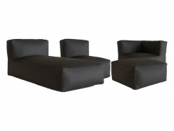 MYLIA Salones De Jardín|Conjunto Sofá Y Sillón|Salón de jardín de tela - 1 sillón 1 esquinero 1 Chaise longue 1 puf - NOUMARA de