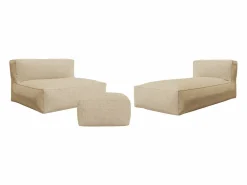 Salón de jardín de tela para 4 personas: 1 sofá, 1 Chaise longue y un puf - - NOUMARA de^MYLIA Hot