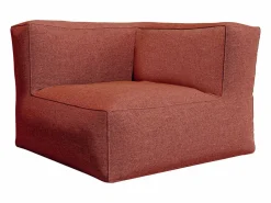 MYLIA Salón de jardín de tela - 1 sillón 1 ángulo 1 chaise longue 1 puf NOUMARA Terracota New