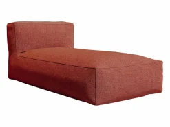 MYLIA Salón de jardín de tela - 1 sillón 1 ángulo 1 chaise longue 1 puf NOUMARA Terracota New