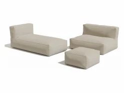 MYLIA Salones De Jardín|Conjunto Sofá Y Sillón|Salón de jardín en tela bouclé 4 plazas: 1 sofá, 1 Chaise longue y un puf - - NOUMARA de