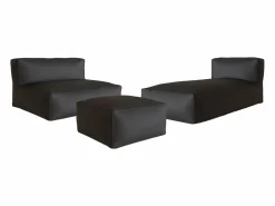 MYLIA Salones De Jardín|Conjunto Sofá Y Sillón|Salón de jardín en tela bouclé 4 plazas: 1 sofá, 1 Chaise longue y un puf - - NOUMARA de