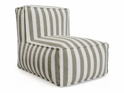 MYLIA Salones De Jardín|Conjunto Sofá Y Sillón|Salón de jardín en tela bouclé para 2 personas: 1 sillón y un puf - Rayas blancas y beige - NOUMARA de