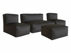 Salón de jardín en tela bouclé 5 plazas: 1 sofá, 2 sillones y un puf - - NOUMARA de^MYLIA Clearance