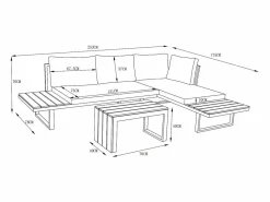 Salón de jardín modular de aluminio: 2 sofás y una mesa de centro - con cojines beige - BAMBAÏA de^MYLIA Sale