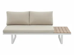 Salón de jardín modular de aluminio: 2 sofás y una mesa de centro - con cojines beige - BAMBAÏA de^MYLIA Sale