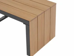 MYLIA Salones De Jardín|Salón de jardín modular de aluminio: 2 sofás y una mesa de centro - Antracita con cojines beige - BAMBAÏA de