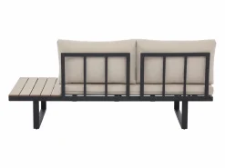 MYLIA Salones De Jardín|Salón de jardín modular de aluminio: 2 sofás y una mesa de centro - Antracita con cojines beige - BAMBAÏA de