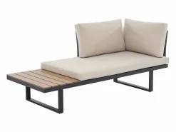 MYLIA Salones De Jardín|Salón de jardín modular de aluminio: 2 sofás y una mesa de centro - Antracita con cojines beige - BAMBAÏA de