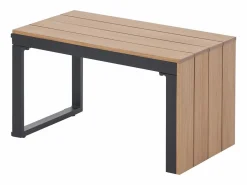 MYLIA Salones De Jardín|Salón de jardín modular de aluminio: 2 sofás y una mesa de centro - Antracita con cojines beige - BAMBAÏA de