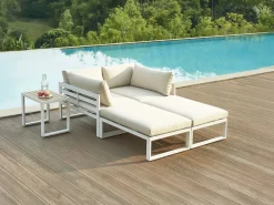 Salón de jardín modular de aluminio - Blanco con cojines beige - NOLLAY de^MYLIA Sale