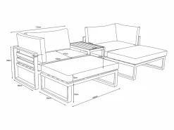 Salón de jardín modular de aluminio - Blanco con cojines beige - NOLLAY de^MYLIA Sale