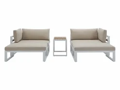 Salón de jardín modular de aluminio - Blanco con cojines beige - NOLLAY de^MYLIA Sale