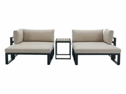MYLIA Salones De Jardín|Salón de jardín modular de aluminio - Gris antracita con cojines beige - NOLLAY de