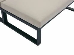 MYLIA Salones De Jardín|Salón de jardín modular de aluminio - Gris antracita con cojines beige - NOLLAY de