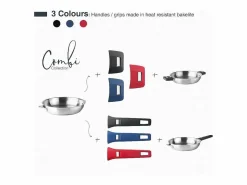Lacor Material Y Utensilios De Cocina|Sartén de acero inoxidable de 28 cm con mango desmontable y sistema Click & Lock - Colección COMBI de