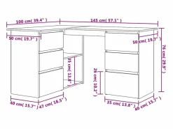 Garden Furniture Savukoski Escritorio de esquina madera contrachapada 145x100x76 cm Negro Sale