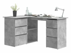 Garden Furniture Savukoski Escritorio de esquina contrachapada hormigón 145x100x76 cm Gris Best