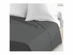 Sábana Encimera 100% algodón 240 x 300 cm gris oscuro^ Clearance