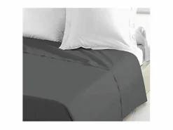Sábana Encimera 100% algodón 240 x 300 cm gris oscuro^ Clearance