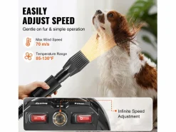 Higiene Y Cuidado De Mascotas|Secador de Pelo para Mascotas SucceBuy de 2000 W, Velocidad Ajustable, 4 Boquillas, Color