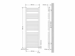 LuxeBath Toallero Eléctrico|Secador de toallas Sahara, 500 x 1500 mm, antracita, curvado con conexión lateral