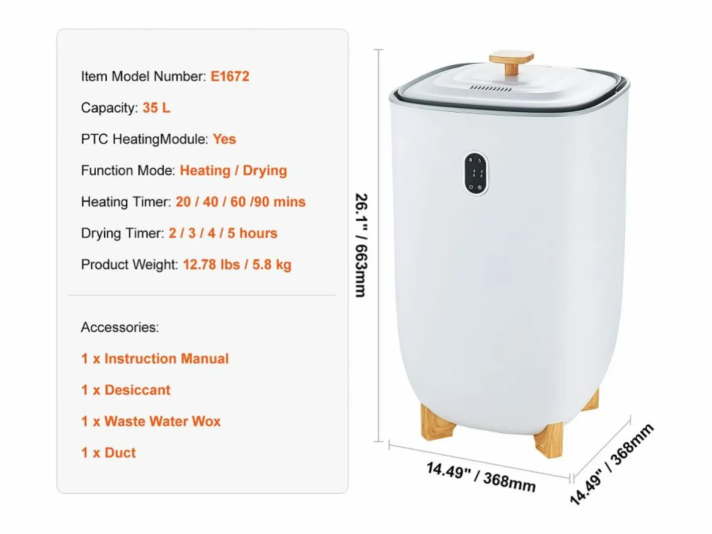 Secador de Toallas SucceBuy, Balde Calentador de Toallas 35L, Pantalla LED, Función Secado, Minutería,^ Hot