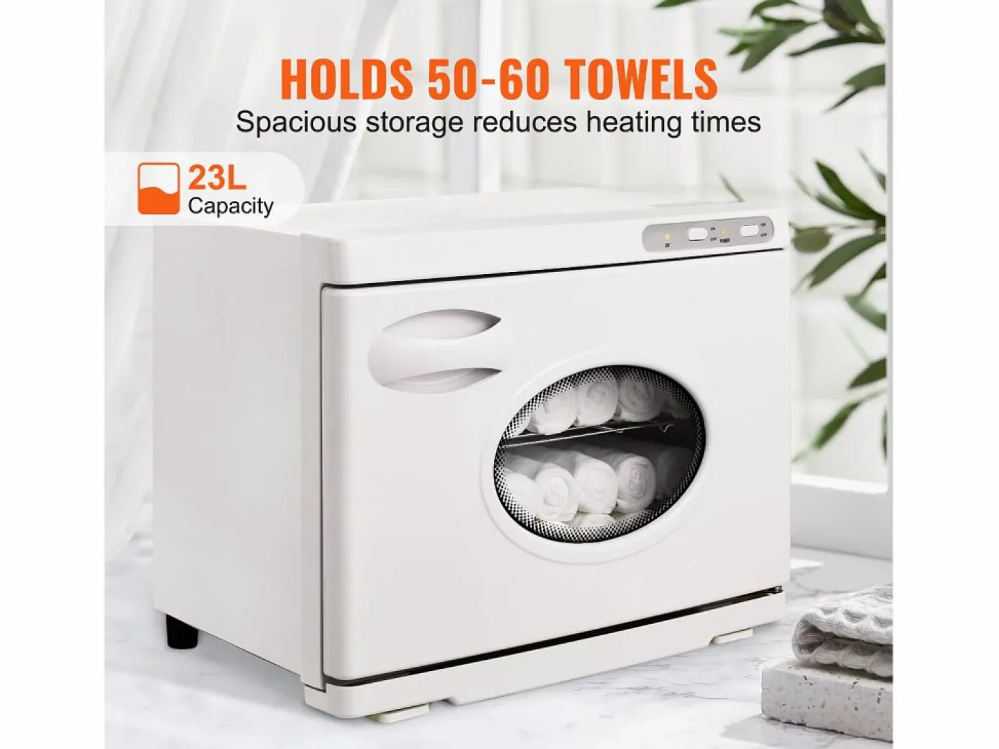 Secador de Toallas Térmico SucceBuy de 23 L con 2 Soportes de Acero Inoxidable, Contener de 50 a 60 Toallas Blanco New