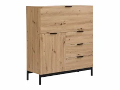 Vente-unique Escritorio Secreter|Secreter con 2 puertas y 3 cajones en MDF y metal, color natural - ERWIN