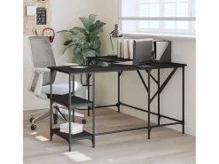 Garden Furniture Selma Escritorio madera de ingeniería 139x139x75 cm Negro New
