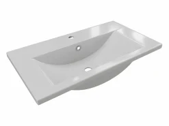 Semiempotrado de lavabo de cerámica blanca, L71.5 cm, YASMAC^Shower & Design Clearance