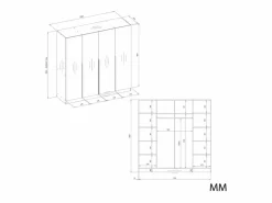 SENSO - Armario cachemire – 4 puertas – 200×200 cm – Tiradores dorados – Dormitorio^TOPESHOP Sale