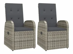 Clicnbuy Set comedor de jardín 3 piezas con cojines ratán sintético Gris Discount