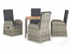 Clicnbuy Comedores De Jardín|Set comedor de jardín 5 piezas con cojines ratán sintético
