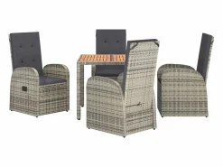 Clicnbuy Comedores De Jardín|Set comedor de jardín 5 piezas con cojines ratán sintético