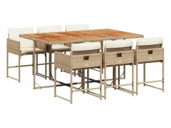 Clicnbuy Set comedor de jardín 7 piezas con cojines ratán sintético Beige Outlet