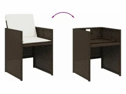 vidaxl Set comedor de jardín 5 piezas y cojines ratán sintético marrón Marru00f3n