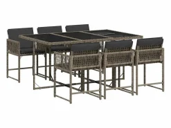Set comedor jardín 7 piezas y cojines ratán sintético^Clicnbuy Best